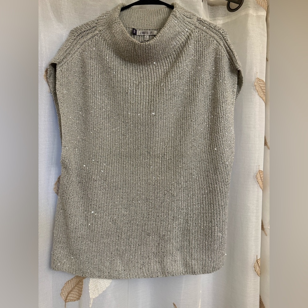 Jennifer Lopez Silver Turtleneck Sweater